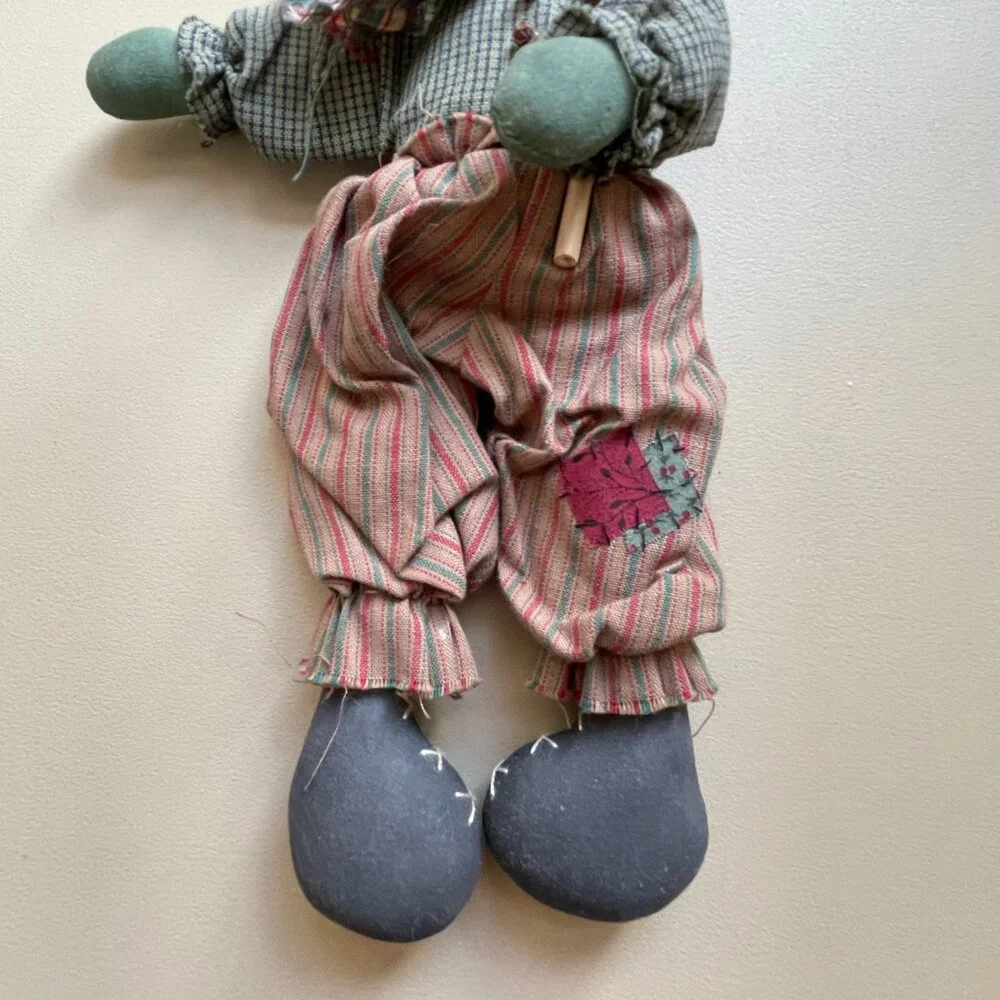 Snowman Doll Stuffed With Broom Winter Holiday Christmas Decor Primitive